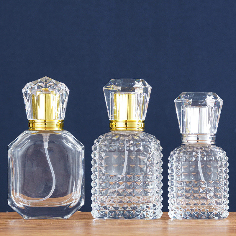 Personal Care Square Perfume Spray Bottle Atomizer 100ml Transparent Glass