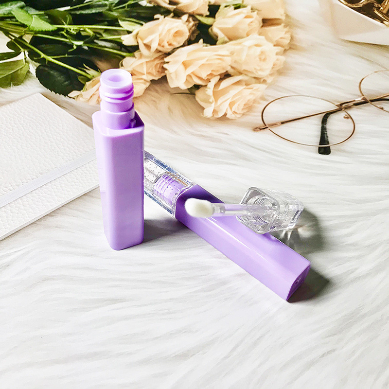 Wholesale Square Purple OEM Empty Lip Gloss Tube With Brush Paint Spraying