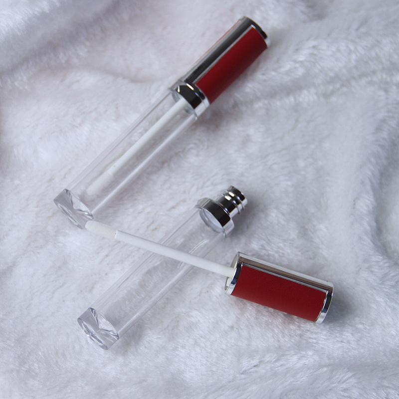 OEM Red Cap 10ml Square Lip Gloss Tubes Bulk With Brush Tip